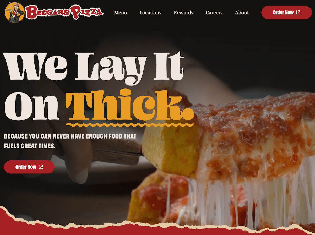 beggars pizza home page